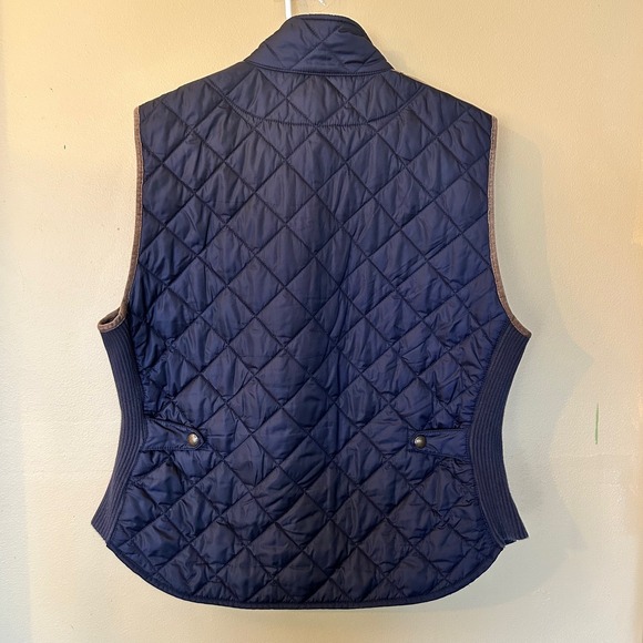 Polo Ralph Lauren Vest XL Quilted Navy Blue Brown Suede Crest Logo Classic - Picture 4 of 8